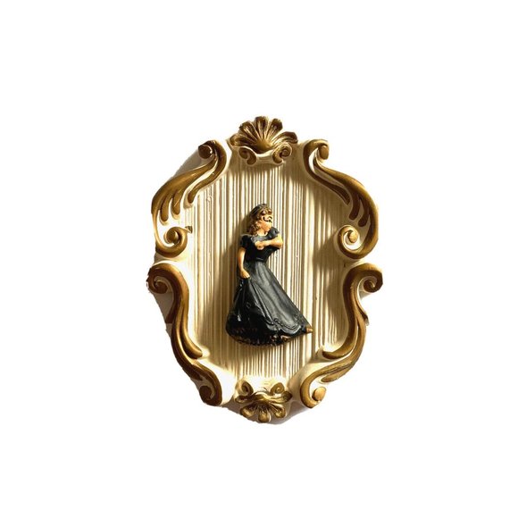 Vintage MCM Hand Painted Art Mount Plaque Brooklyn NY Woman Lady Wall Decor Girl - Picture 1 of 4